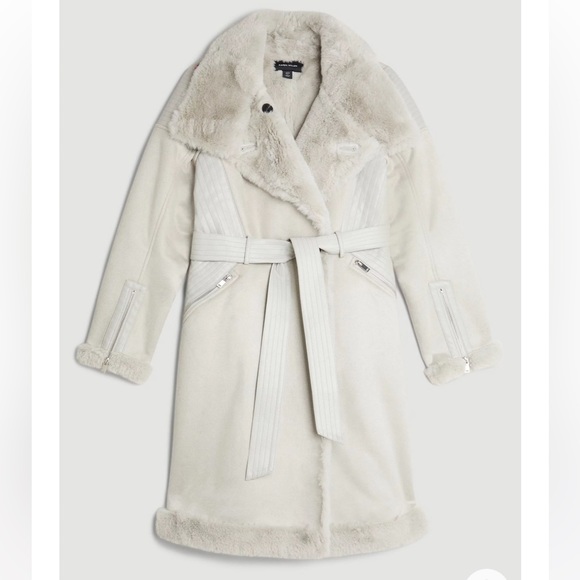 Karen Millen long line shearling coat - Picture 5 of 16